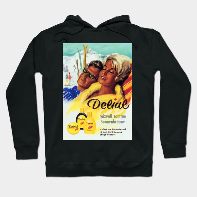 DELIAL Delightful Velvet Tan Vintage Germany Sun Tan Sun Block Lotion Advertisement Hoodie by vintageposters